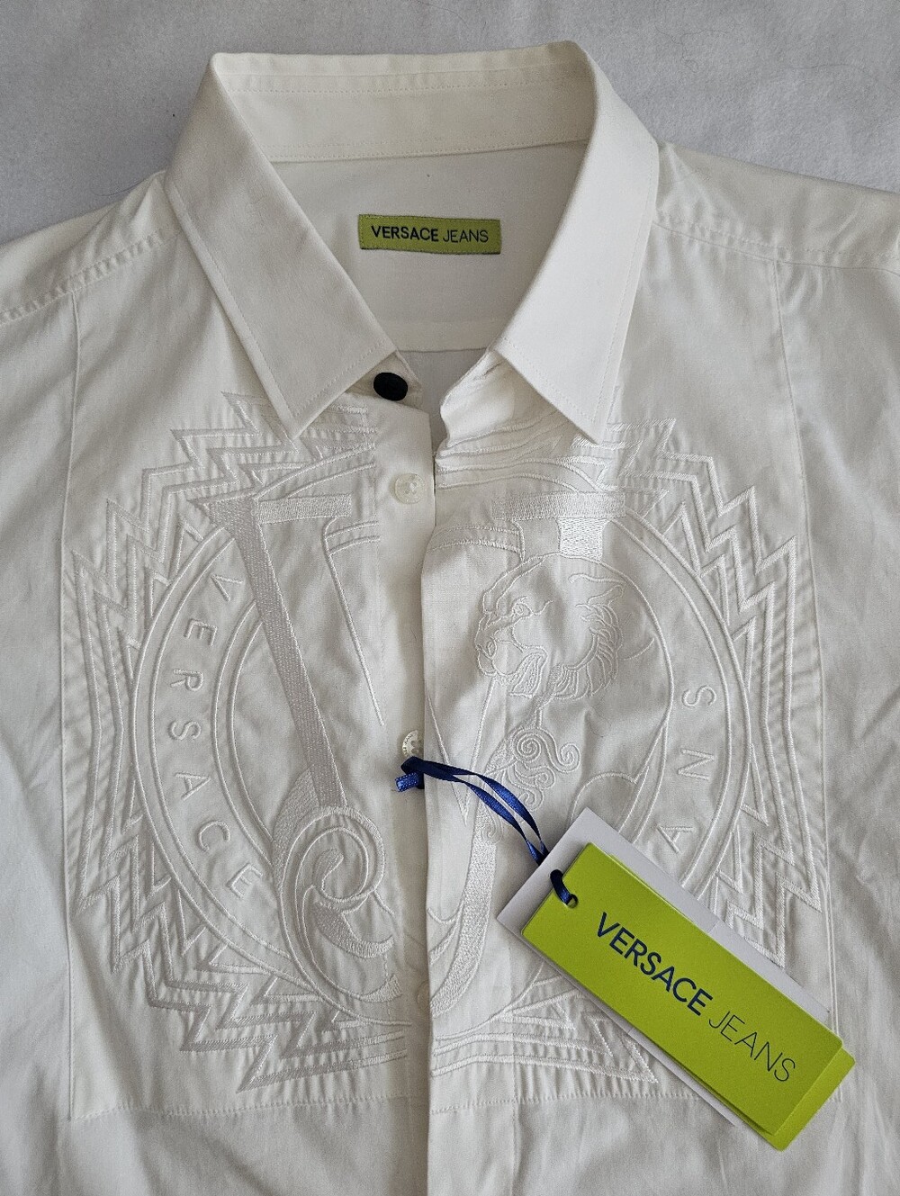 Versace Jeans Collection White Embroidered  Dress Shirt NWT Size S